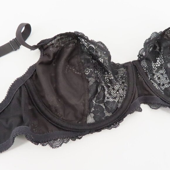 Victorias Secret 38D Bra Black Floral Flower Lace Sheer Underwire Unlined 1990s - Picture 8 of 13